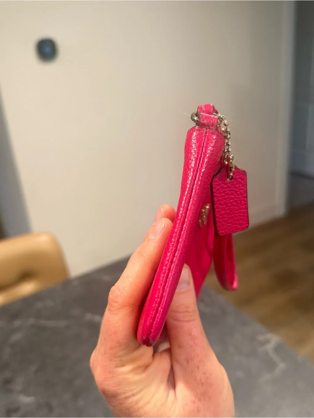 Coach Pink Ruby fuchsia wristlet pebbled leather wallet with hang tag